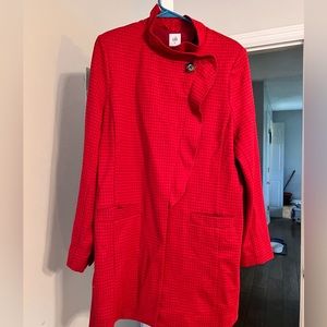 Cabi Red Celebration Houndstooth long length jacket